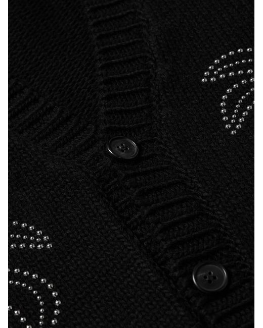 Palm Angels Black Studded Knitted Cardigan for men