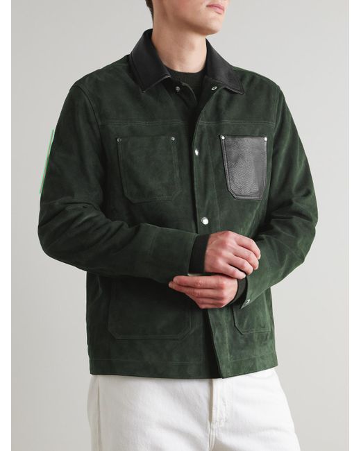 Mr P. Green Full-Grain Leather-Trimmed Suede Chore Jacket for men