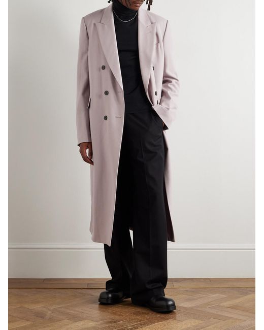 Dries Van Noten Pink Double-Breasted Wool-Twill Coat for men