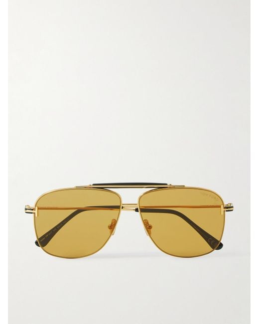 Tom Ford Metallic Jaden Aviator-style Gold-tone And Acetate Sunglasses for men