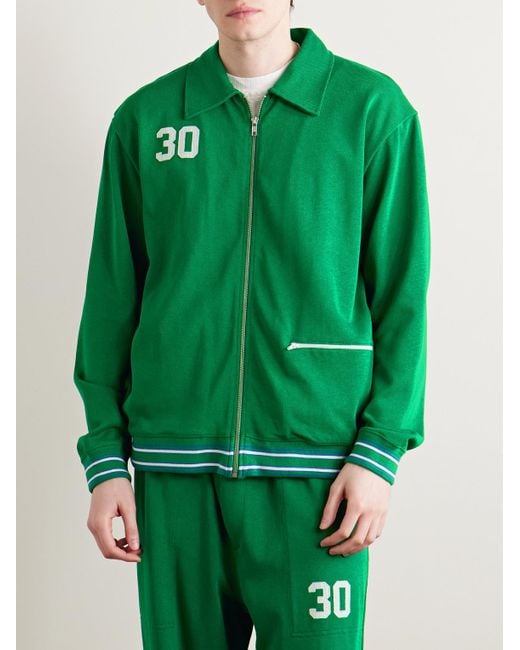 Bode Green Rec. Sophomore Appliquéd Printed Cotton And Lyocell-Blend Track Jacket for men