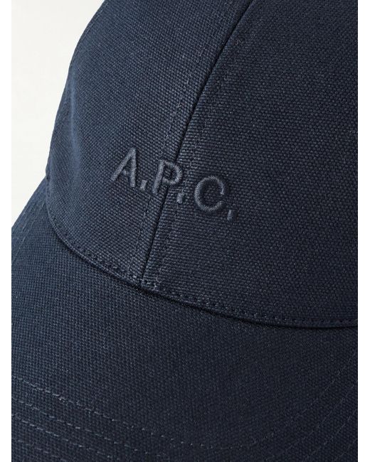 A.P.C. Blue Charlie Logo-embroidered Cotton-canvas Baseball Cap for men