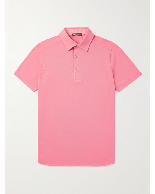 Loro Piana Pink Cotton-Piqué Polo Shirt for men