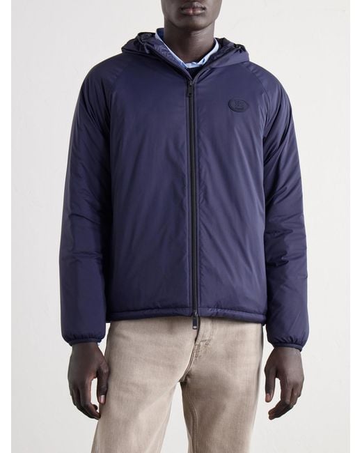 Burberry Blue Logo-Appliquéd Shell Hooded Jacket for men