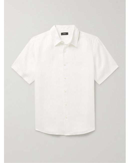 Theory White Irving Linen Shirt for men