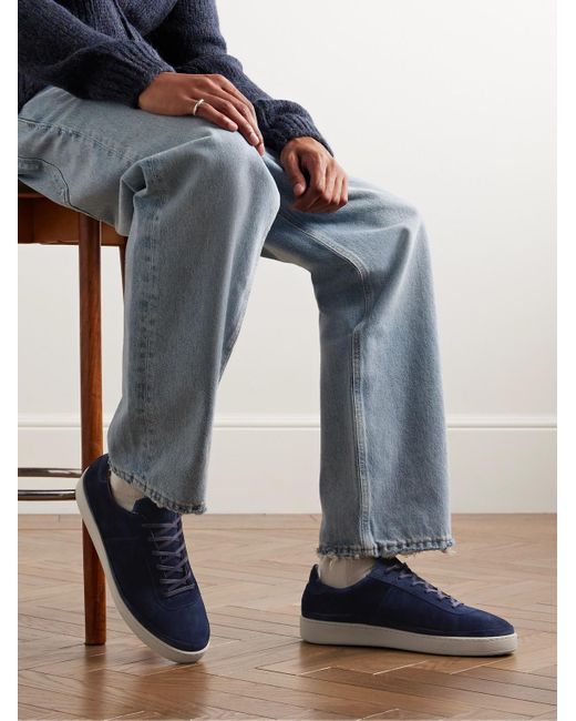 Mulo Blue Waxed-Suede Sneakers for men