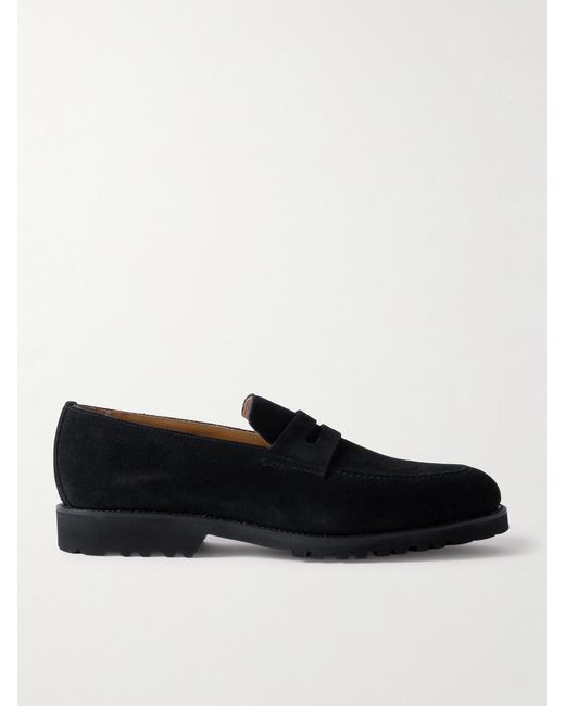 Majordome Black M08 Suede Penny Loafers for men