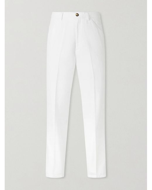 Brunello Cucinelli White Straight-Leg Cotton Chinos for men