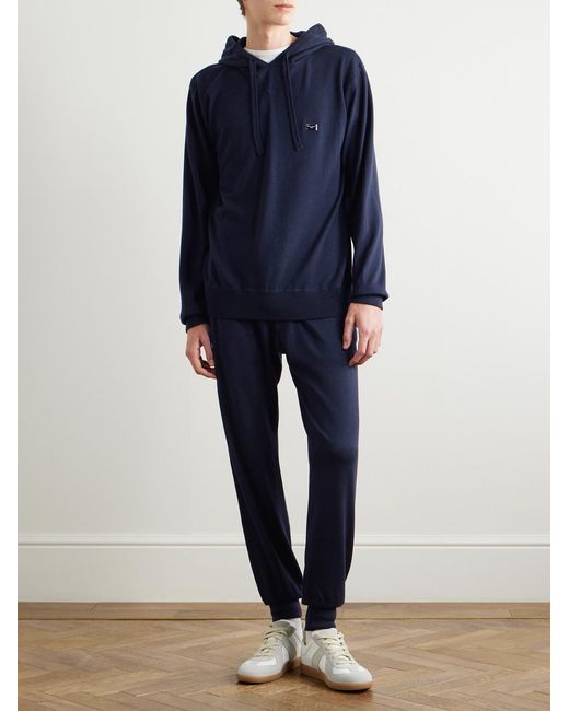 Dolce & Gabbana Blue Logo-Appliquèd Wool Sweatpants for men
