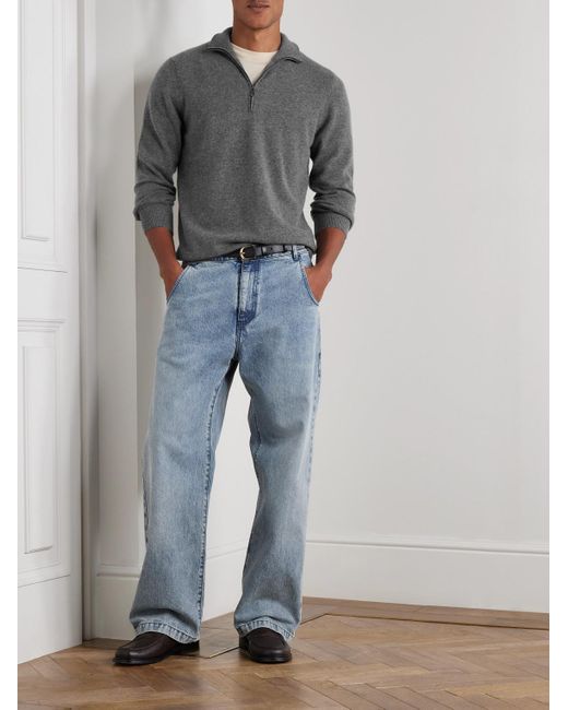 Massimo Alba Gray Lima Cashmere Half-Zip Sweater for men