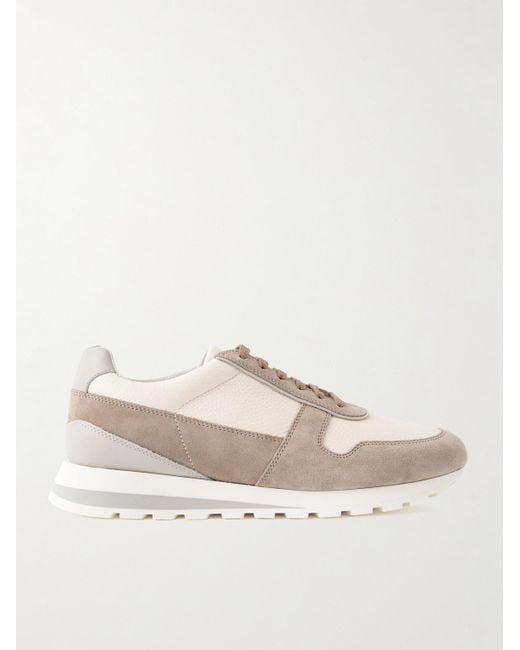 Brunello Cucinelli Natural Suede-Calfskin Runner Sneakers for men