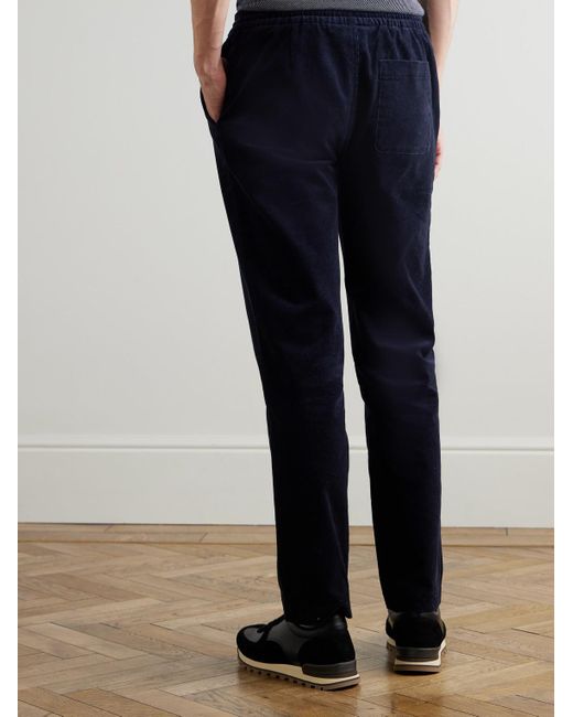 Mr P. Blue Edwin Tapered Cotton-corduroy Drawstring Trousers for men