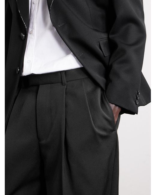 Givenchy Black Straight-Leg Pleated Grain De Poudre Wool Trousers for men
