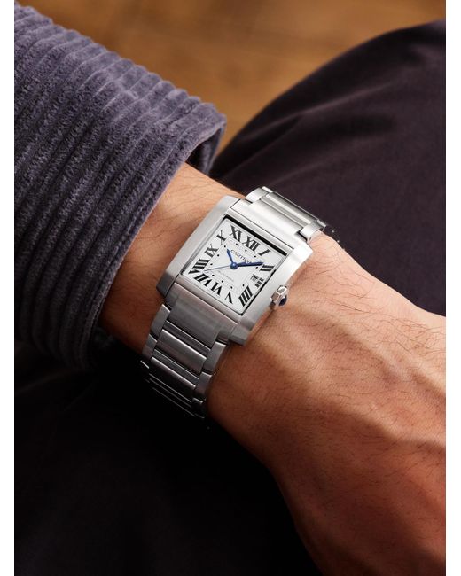 Cartier Black Tank Française Automatic 36.7Mm Stainless Steel Watch, Ref. No. Wsta0067 for men