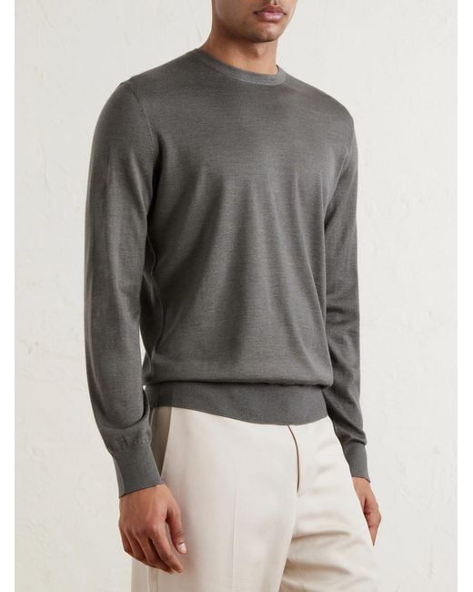 Zegna Gray Cashmere And Silk-Blend Sweater for men