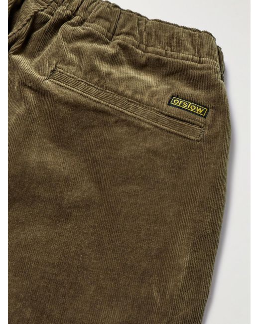 Orslow Green New Yorker Straight-leg Cotton-blend Corduroy Drawstring Trousers for men