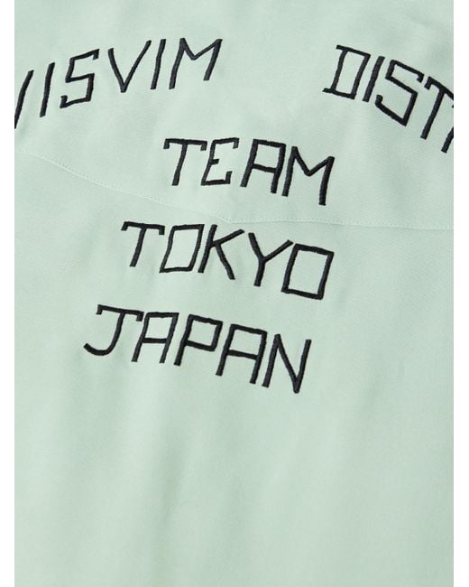 Visvim Green Four Corners Logo-Embroidered Canvas Western Shirt for men