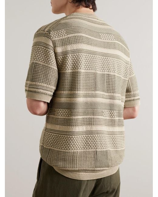 Mr P. White Jacquard-knit Cotton T-shirt for men