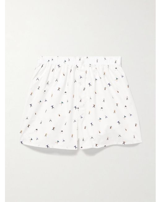 Sunspel Natural Printed Cotton Boxer Shorts for men