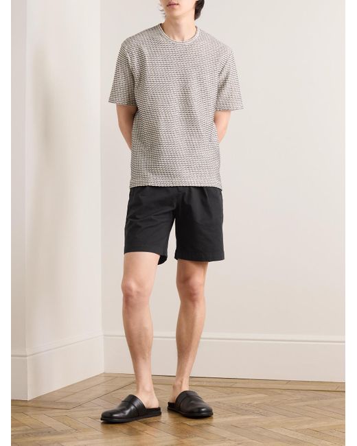 Mr P. Black Wide-leg Pleated Organic Cotton-blend Twill Shorts for men