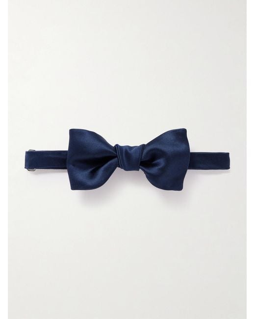 Brunello Cucinelli Blue Self-tie Duchesse Cotton And Silk-blend Satin Bow Tie for men