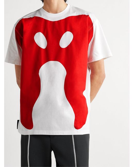 Burberry White Printed Cotton-Jersey T-Shirt for men