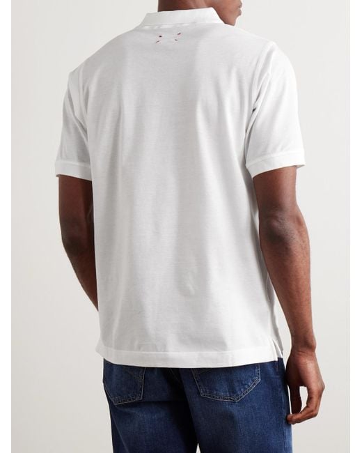 Kiton White Cotton-Piqué Polo Shirt for men