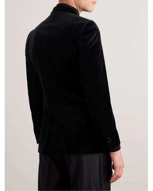 Mr P. Black Cotton-Blend Velvet Tuxedo Jacket for men
