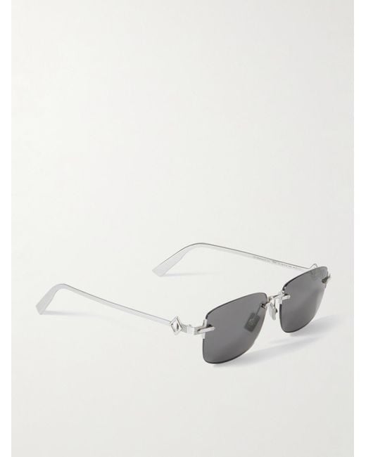 Dior Gray Cd Diamond S11U Rectangular-Frame Rimless-Tone Sunglasses for men