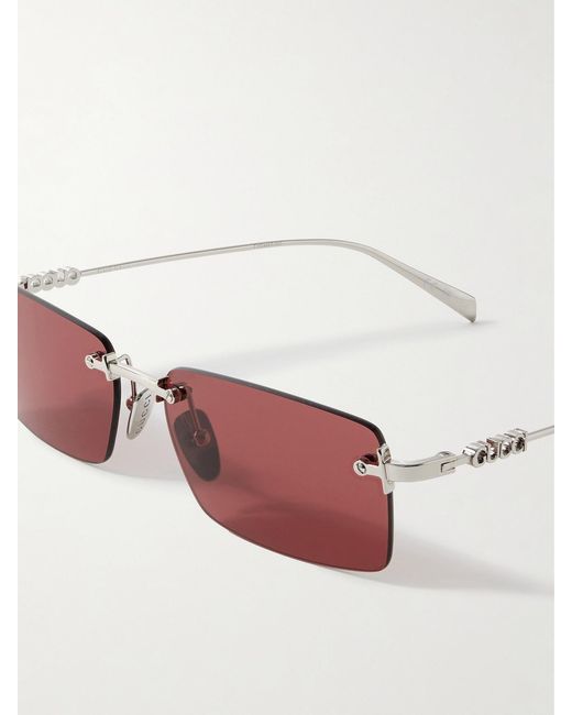 Gucci Pink Rimless Rectangular-Frame-Tone Sunglasses for men