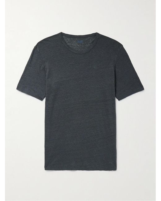 Hartford Black Slub Linen T-shirt for men