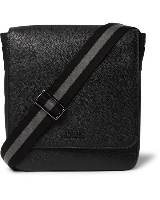 Polo Ralph Lauren Black Pebble-grain Leather Messenger Bag for men