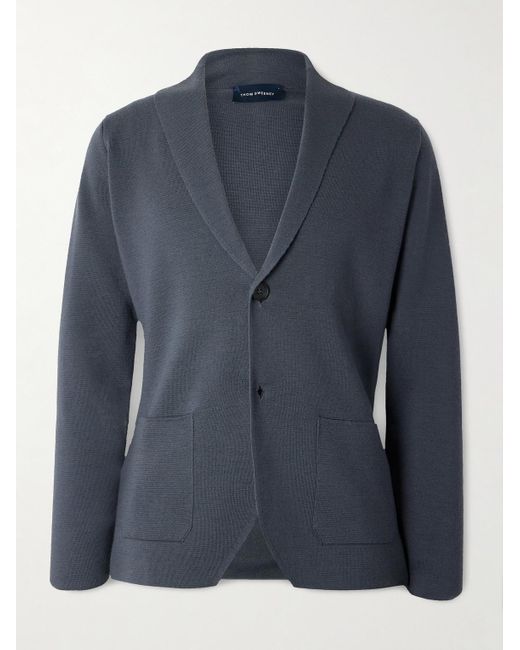 Thom Sweeney Blue Merino Wool Blazer for men