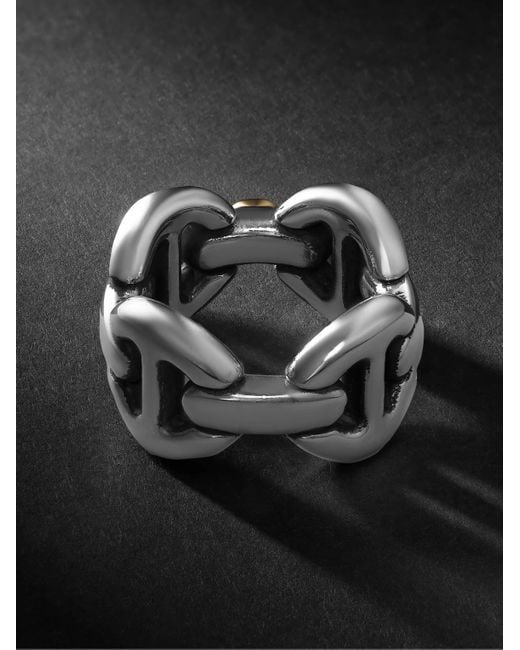 Hoorsenbuhs Black Affix Quad Sterling And 18-Karat Ring for men