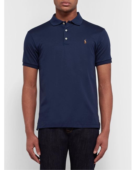 Polo Ralph Lauren Blue Slim-Fit Pima Cotton-Jersey Polo Shirt for men