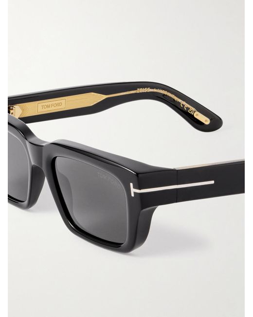 Tom Ford Black Icon Rectangular-frame Tortoiseshell Acetate Sunglasses for men