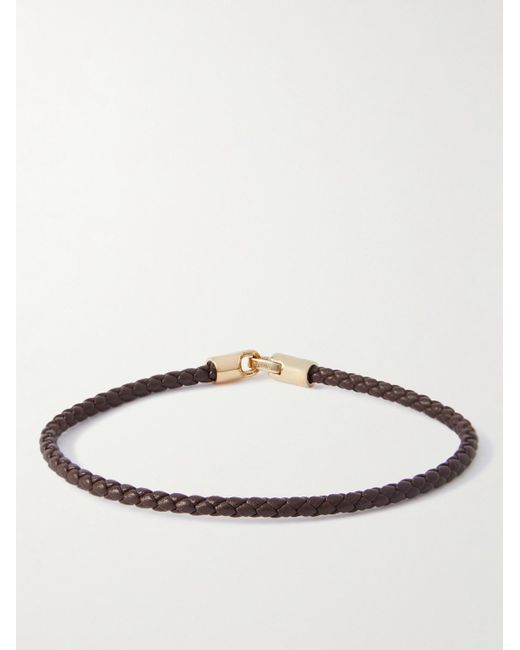 Miansai Natural Cruz Gold-tone And Leather Bracelet for men
