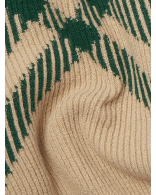 Cardigan in misto lana a coste e quadri di Burberry in Green da Uomo