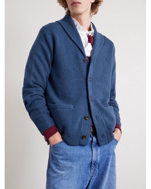 Polo Ralph Lauren Blue Shawl-collar Wool And Cashmere-blend Cardigan for men