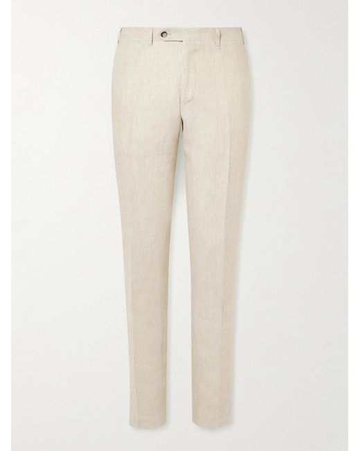 Canali Natural Slim-Fit Straight-Leg Linen Suit Trousers for men