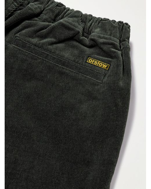 Orslow Gray New Yorker Straight-leg Cotton-blend Corduroy Drawstring Trousers for men