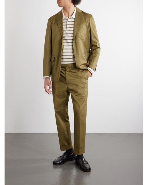 Beams Plus Green 3B Cotton-Twill Suit Jacket for men