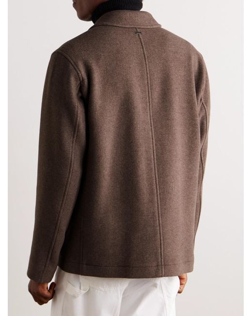 Herno Brown Wool-Blend Felt Overshirt for men