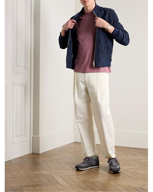 Mr P. Blue Suede Bomber Jacket for men