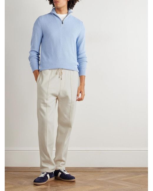 Ralph Lauren White Straight-leg Cotton And Cashmere-blend Sweatpants for men