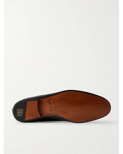 Tom Ford Black Steven Grosgrain-Trimmed Croc-Effect Leather Loafers for men