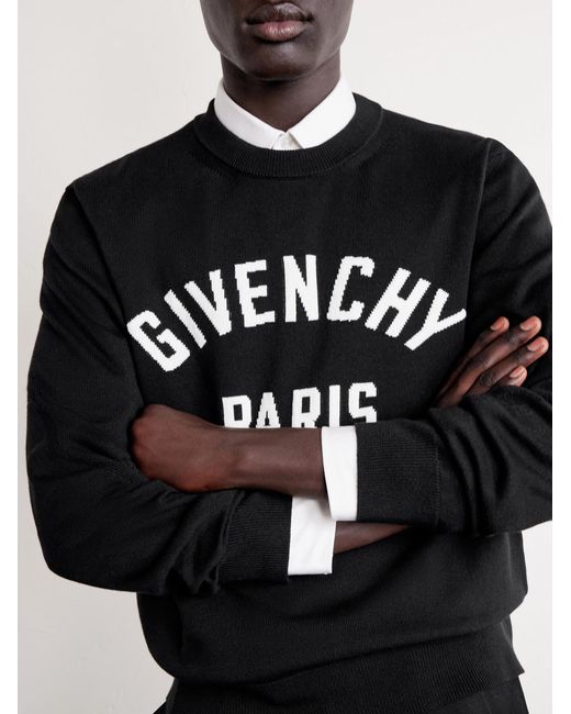 Givenchy Blue Knitted Cotton-Blend Sweater for men