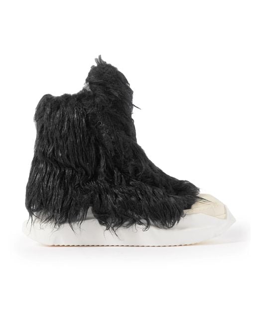 Rick Owens Leathertrimmed Faux Fur And Canvas Hightop Sneakers in