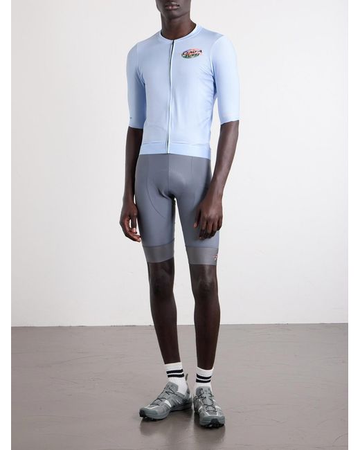 A Kind Of Guise Blue Basso Giro Alpino Logo-Print Mesh Cycling Bib Shorts for men