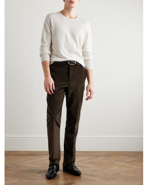 Kingsman Schmal geschnittener Pullover aus einer Kaschmir-Leinenmischung in White für Herren